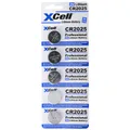 XCell 5er-Sparset CR2025 Lithium Batterie 3V, CR2025 Batterien im praktischen 5er Set