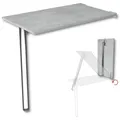 KDR Wandklapptisch 80x50 cm Betonoptik – Klapptisch mit Tischbein in Chrom zur Wandmontage – als Esstisch, Schreibtisch oder Küchentisch – Höhe 74 cm