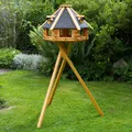 *XXL Luxus Vogelhaus Futterhaus mit Ständer 70x45 cm V13s Dach mit Strukturputz
