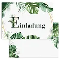 Klasse Einladungskarten Tropische Blätter 10 er Set 2 seitig - hochwertig Einladung Geburtstag Feier Fest Jubiläum 20 30 40 50 60 70 80 Hochzeit Geburtstagsfeier Einladungskarte Grün elegant