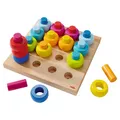 HABA Steckspiel Farbkringel – Buntes Motorikspielzeug aus Holz ab 2 Jahren – Farben Lernen & stapeln – Sortierspiel mit Ringen & Steckern – 1002202001
