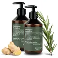 Jean & Len Feuchtigkeit Shampoo Rosemary & Ginger, für trockenes und sprödes Haar, mit Feuchtigkeitskomplex, würzig-frischer Duft von Rosmarin & Ingwer, ohne Parabene und Silikone, 2 x 300 ml