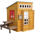 KidKraft Modernes Outdoor Spielhaus für Kinder aus Holz - 158cm hoch - mit Kinderküche, Briefkasten und Grill-Set – Holzspielhaus für den Garten