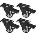HMF 6710 Schwerlastrollen Bremse Polyurethan 4 Stück 38 mm bis 300 kg Schwarz