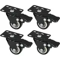 Hmf - 6710 Schwerlastrollen Aus Polyurethan Mit Bremse, 4er Set, 38 Mm, Schwarz