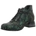 Simen Damen Schnürstiefeletten/Ankle Boots Grün Rauleder, Größe:39, Farbauswahl:grün-Kombi