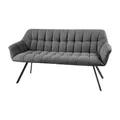 Riess Ambiente Esszimmer Sitzbank Papillon - 165cm - anthrazit schwarz - Flachgewebe Metallgestell Rückenlehne Armlehnen Polsterbank