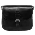 SID & VAIN Schultertasche echt Leder - Handtasche YALE groß - Umhängetasche Damentasche mit Schultergurt - Ledertasche Damen schwarz handgefertigt