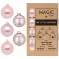 MAGIC by Inge Weihnachtsbaumkugel, Weihnachtskugeln Glas 6cm mit Sternenmuster 30 Stück - Lovely Magnolia rosa