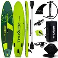 THUNDER Aufblasbares SUP Board 320 cm mit Kajaksitz – Stand Up Paddle Board Set mit Pumpe, Paddel & Rucksack – rutschfest für Erwachsene & Anfänger (GRÜN/SCHWARZ)