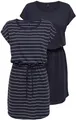 Shirtkleid "ONLMAY LIFE S/S DRESS 2 PACK CS JRS", (2er-Pack), flexibel taillierbar für individuelle Passform, Gr. L (40) - N-Gr, Night Sky Detail:PACK NIGTH SKY STRIPE CLOUD DANCER (NADIA) N-Gr
