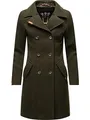 MARIKOO Damen Mantel in Wollmantel-Optik langer Trenchcoat mit Reversekragen Nanakoo Dark Green Gr. 4XL