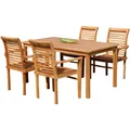 TEAK SET: Gartengarnitur Alpen Tisch 140x80 + 4 Alpen Sessel Serie JAV