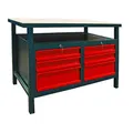 DEMA Profi Werkbank – Werktisch, Arbeitstisch – 6 Schubladen, feststehend, anthrazit, stabil, robust – Werkstatt, Garage, Heimwerker, Handwerk, Lager