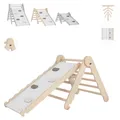 MAMOI® Klettergerüst indoor, Kletterdreieck mit rutsche holz, Baby kinder klettern, Kletterturm rutschbrett, Kletterbogen kinderrutsche, Regenbogenwip