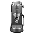 De'Longhi Dedica Arte EC 885.​GY, Espresso Siebträgermaschine, Espressomaschine mit MyLatterArt Milchschaumdüse, kompaktes Design, 15 cm breit, 1 Liter Wassertank, E.S.E Pads geeignet, Grau