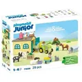 PLAYMOBIL JUNIOR 71656 - Bauernhof-Abenteuer mit Traktor, Anhänger und tierischen Freunden