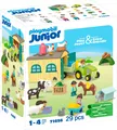 Playmobil Junior 71656 Bauernhof-Abenteuer mit Traktor, Anhänger 123