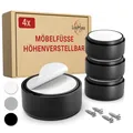 Möbelfüße höhenverstellbar– Füße für Möbel Ø 53,5 mm aus Kunststoff – Hochwer...