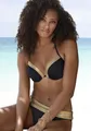 Push-Up-Bikini-Top "Elodie", mit trendigem Materialeinsatz, Gr. 34 - Cup C, schwarz-goldfarben Cup C