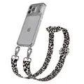EAZY CASE Handykette - Verstellbares Taschenband kompatibel mit iPhone 17 Pro Max, Schulterriemen, Handykordel mit Silikon Hülle, Umhängetasche, Leo - Schwarz Beige Silber