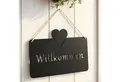 Levandeo® Metallbild, Türschild Willkommen Eisen Modernes Hängeschild Schwarz Matt 25x16cm