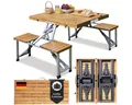 Casaria Campingtisch (1-St), mit Stühlen klappbar 4 Personen Schirmhalter Outdoor Klapptisch Holz