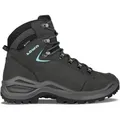 Lowa Damen Renegade Evo GTX Mid WIDE Wanderstiefel - 37.5 - ASPHALT/TUERKIS