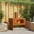 vidaXL Feuerstelle mit Schornstein 80x50x96 cm Wetterstahl