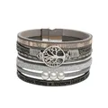 Karma NH10595353 Wickelarmband Lebensbaum vers. Farben PU Leder Armband Damenarmband Lederarmband modern (Grau)
