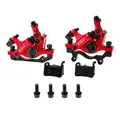 Mgoodoo Fahrradbremse MTB Hydraulische Scheibenbremse Set, Fahrrad Scheibenbremse Sets vorne und hinten Line Pulling Hydraulische Scheibenbremse, Rot,Scheiben 160mm,Hydraulische Scheibenbremse Fahrrad