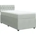vidaXL Boxspringbett mit Matratze Hellgrau 100x200 cm Samt - Grau