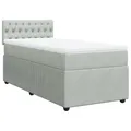 vidaXL Boxspringbett, Einzelbett mit Matratze Matratzenauflage, Bettgestell mit Lattenrost Kopfteil, Polsterbett Bett für Schlafzimmer, Hellgrau 100x200cm Samt
