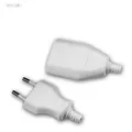 Set Euro-Stecker und Kupplung weiß 250V/2,5A mit Schraubkontakten Eurostecker