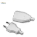 Set Euro-Stecker und Kupplung weiß 250V/2,5A mit Schraubkontakten Eurostecker