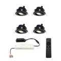HOFTRONIC - Einbaustrahler Schwarz Feuchtraum Badezimmer 12V Terrassenüberdachung IP44 Wasserdicht | 4x3W 200 Lumen 2700K Warmweiß Dimmbar Schwenkbar Flach RF-Fernbedienung 3W Mini LED Einbaustrahler