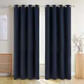 Blumtal Verdunklungsvorhänge 2er Set - Thermovorhang Hitzeschutz - Vorhang blickdicht mit Ösen - Gardinenschals mit Schlaufen - Thermovorhang - Gardinen 245x140cm - Curtains for Bedroom - Vorhang Blau
