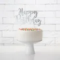 Tortendekoration 'Happy Birthday' silber Hochzeit Vintage Tortenaufsatz