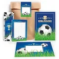LIMONIA Einladungskarten Fußball zum 8. Geburtstag Einladungen Karten mit Umschlägen Mitgebsel, Mitbringsel Set Fussball Gastgeschenke zum achten Kindergeburtstag