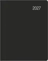 Taschenkalender schwarz 1W/2S 2027: Wochenplaner 8x11 cm mit 1 Woche auf 2 Seiten, Arbeitstage-, Tages- & Wochenzählung, Monatsübersicht & Notizbereich für Arbeit & Studium