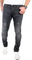 Reslad Jeans Herren Destroyed Look Slim Fit Denim Strech Jeans-Hose RS-2062 Schwarz W30 / L34