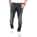 Reslad Destroyed-Jeans Reslad Jeans Herren Destroyed Look Slim Fit Denim Stretch Jeans-Hose Destroyed Look Slim Fit Jeans schwarz 30