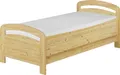 Seniorenbett extra hoch 90x220 Holzbett Kiefer massiv Einzelbett mit wählbarem Zubehör V-60.43-09-220Rollrost und Matratze inkl.