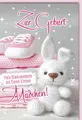 Geburt - Baby - Glückwunschkarte im Format 11,5 x 17 cm - Hase gestrickt, Mädche