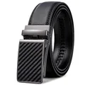 Frentree Gürtel Herren Carbon, Automatik Ledergürtel mit Ratsche, 35mm Echtleder Riemen ohne Löcher mit Automatikschnalle, Leder Gürtel Kürzbar