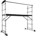 Tectake Aluminium Multigerüst  4 In 1 Mit 2 Praktischen Rollen  109 x 70 x 160 cm Silber