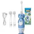 Brush-Baby WildOnes Kinder Elektrische Wiederaufladbare Zahnbürste Elefant, 1 Griff, 3 Bürstenköpfe, USB-Ladekabel, für Alter 0-10 (Elefant) Elephant