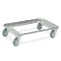 BRB Transportroller aus Edelstahl, für 600x400 mm Eurobehälter, Tragkraft 250 kg, graue Gummiräder, Deck offen