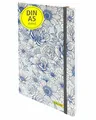 Online Bullet Journal Blue Flowers, 120 g/m² FSC Papier, DIN A5, 144 Innenseiten dotted/gepunket, Notizbuch mit Soft Cover und Gummiband, Tagebuch für Notizen, Skizzen, Lettering