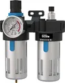 Güde Wartungseinheit 1/2 (Anschlussgewinde IG 1/2", max. Arbeitsdruck 10 bar, Anbau an einen Kompressor, Arbeitsdruckeinstellung, reinigt, filtert & ölt die Druckluft, inkl. Ablassventil & Manometer)
